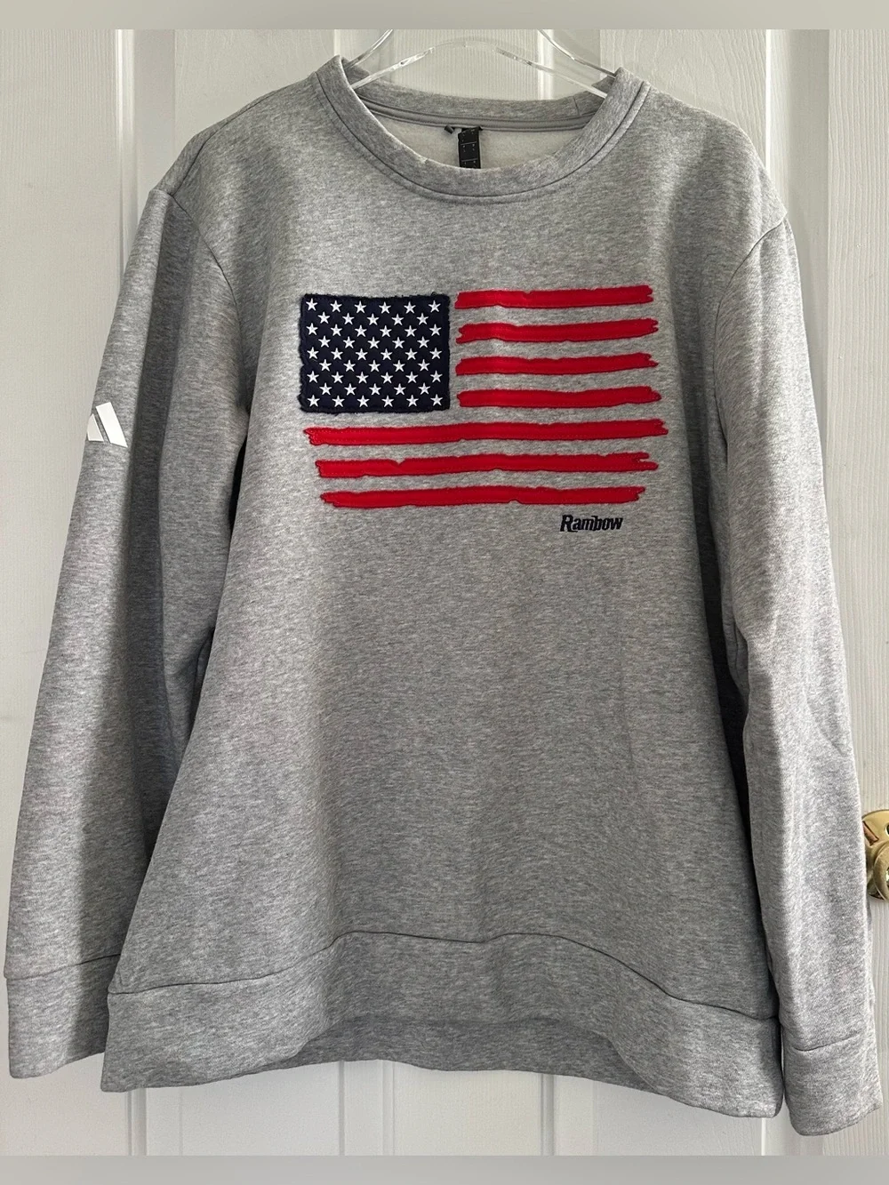 ADIDAS Large Americana 250th Anniversary USA Flag Gray Crewneck Sweatshirt Sport